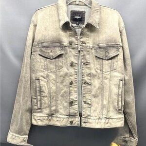 NWT Express Stone Wash Ash Black (looks like distressed grey) Jean Jacket SizeS